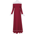 Kate Kasin Sexy Womens Maternité Long Sleeve Off Shoulder Robe Long Maxi Robe Maternité Rouge Vin KK000677-1